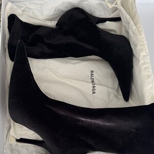 Balenciaga Black Velvet Stiletto Boots